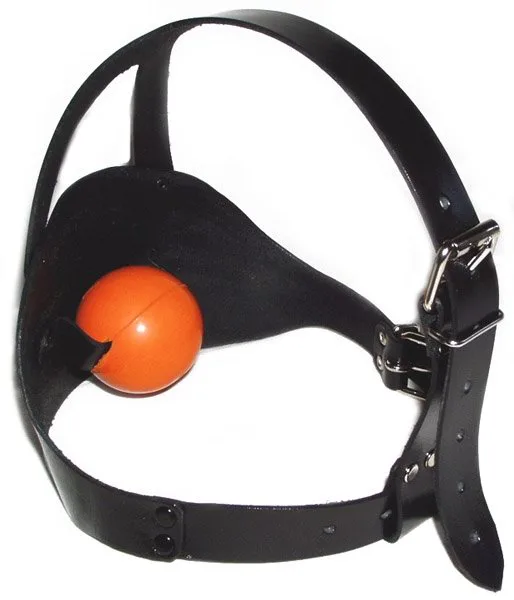 Roubík kuličkový oranžový 4,5 cm krytý s páskem přes hlavu. Cena 1200 Kč