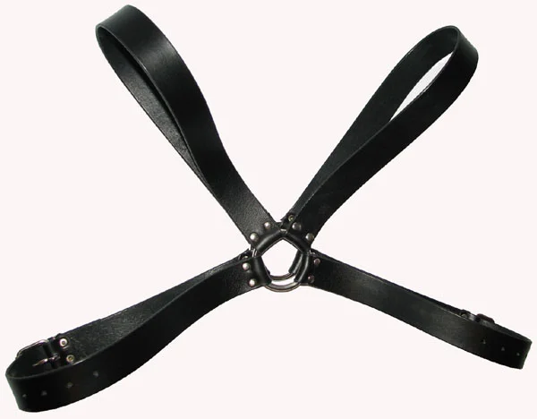 Postroj černý kožený na hrudník, tvar X. Cena 1500 Kč